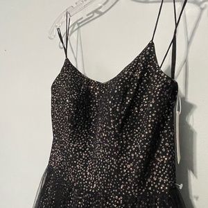 Madison James Prom Black and Gold Prom Dress